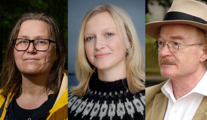 Olaug Nilssen, Maria Parr og Knut &Oslash;deg&aring;rd kan vinna Brageprisen i &aring;r. Foto: Foto: Bent R. Synnev&aring;g, Agnete Brun og Cappelen Damm